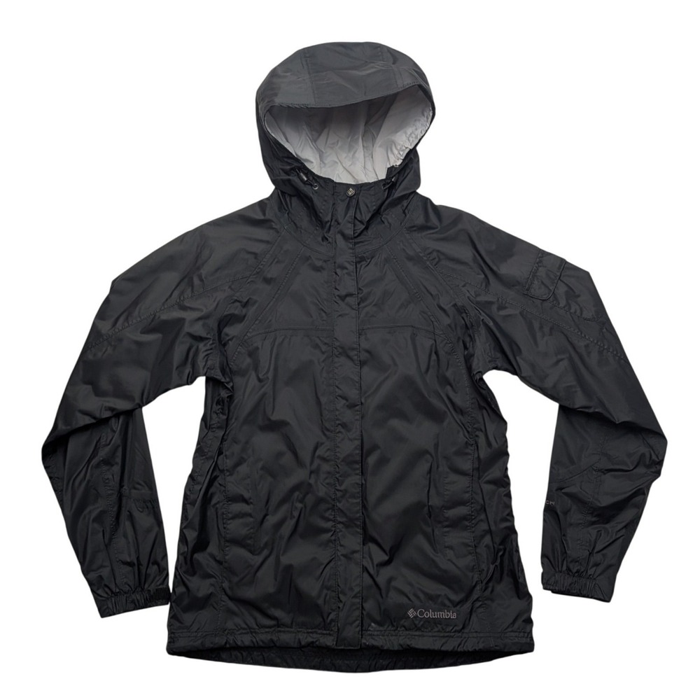 Columbia Rain Jacket Womens Small Black RL2100 Omni-Tech Waterproof Hooded Shell